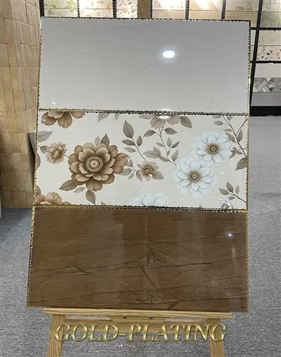 Dizajn kvetu lesklé zlaté porcelánové dlaždice